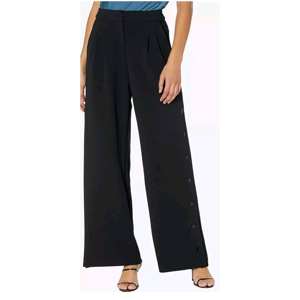 Line And Dot High Waisted Dress Pants Everlee,Side Buttons‎ Black Size XS